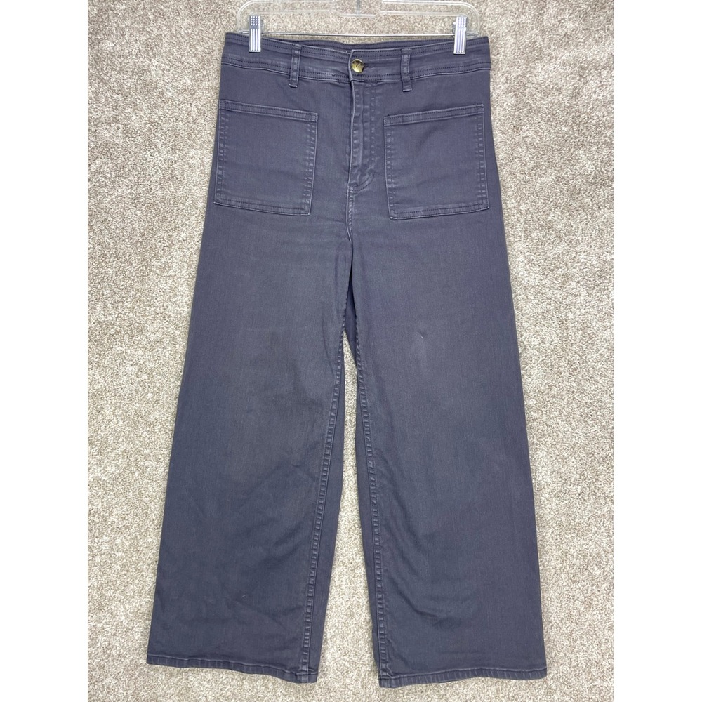 Billabong High Rise Wide Leg Utility Patch Pocket Pants Womens 29 Charcoal Gray